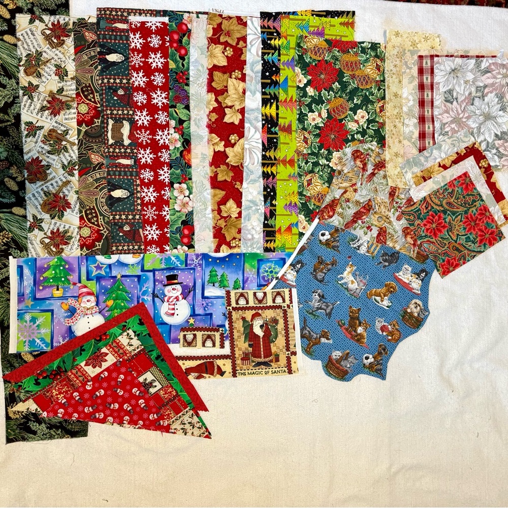 Christmas holiday 100% cotton quilting, fabric, crafts, sewing holiday 25+ pcs